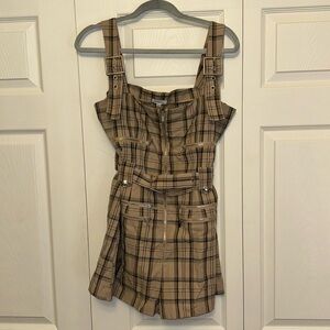 WeWoreWhat plaid belted romper